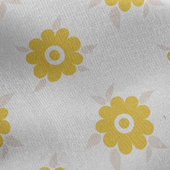 Light Yellow Small Round Flowe Jersey Backed Fleece
