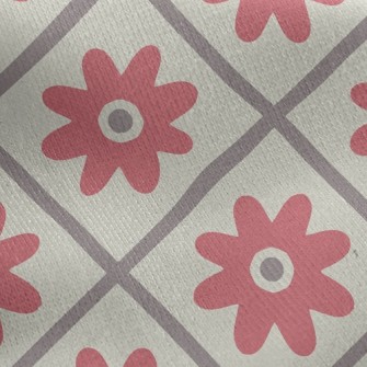 Checkered Red Flower Jersey Backed Fleece