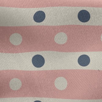 Polka Dot Horizontal Stripes Jersey Backed Fleece