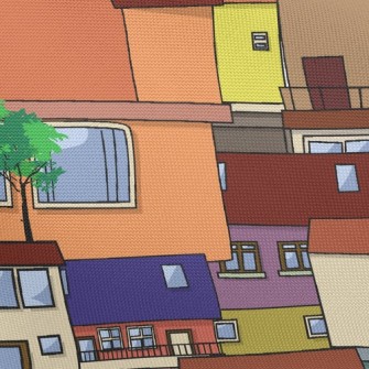Colorful Houses Pongee