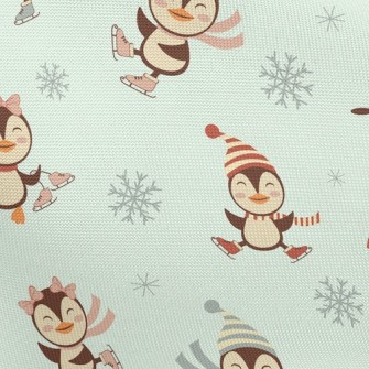 Ice Skating Penguin Pongee
