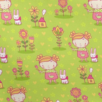 Little Girl And Rabbit Pongee