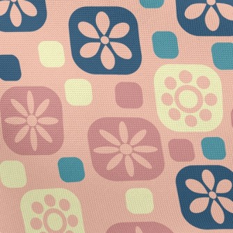 Pink Square Flowers Pongee