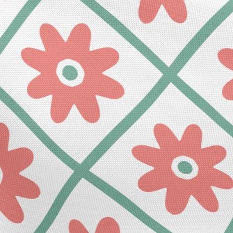 Flowers In Grid Pongee
