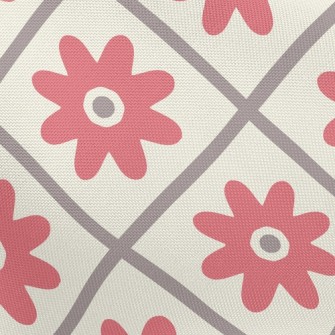 Checkered Red Flower Pongee