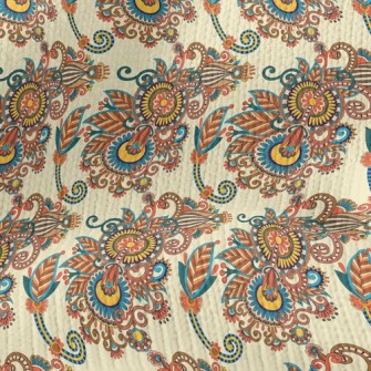 Bright Damask Flowers Stretch Jersey