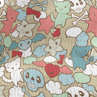 Doodle Cat Skull Stretch Jersey