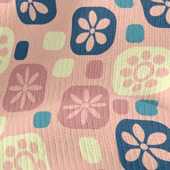 Pink Square Flowers Stretch Jersey
