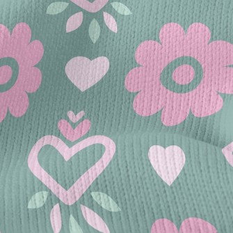 Heart Shaped Round Flower Stretch Jersey