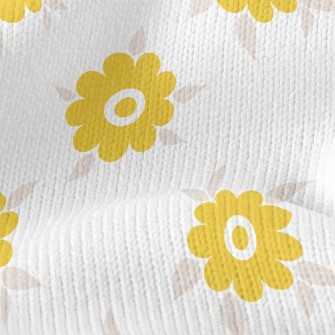 Light Yellow Small Round Flowe Stretch Jersey