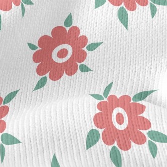 Green Leaves Dotted With Flowe Stretch Jersey