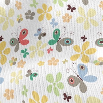 Summer Colorful Floral Butterf Stretch Jersey