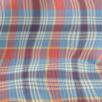Red And Blue Plaid Pattern Stretch Jersey