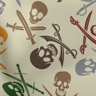 Colorful Pirate Skull Lightweight Cotton Poplin