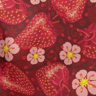 Sweetheart Bright Strawberries Lightweight Cotton Poplin