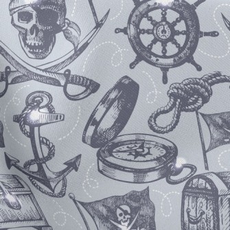 Skeleton Pirate Treasure Lightweight Cotton Poplin
