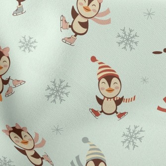 Ice Skating Penguin Lightweight Cotton Poplin