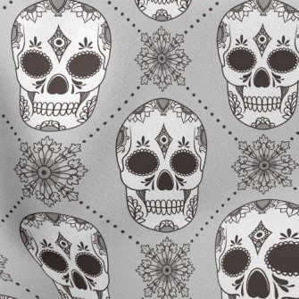 Folk Painted Skeleton Lightweight Cotton Poplin