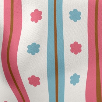 Small Flowers And Lines Lightweight Cotton Poplin