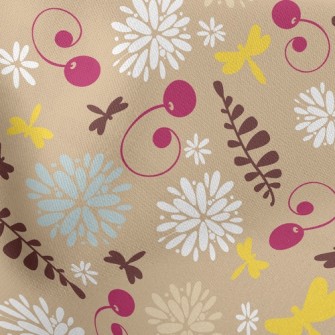 Elegant Flowers And Fruits Lightweight Cotton Poplin