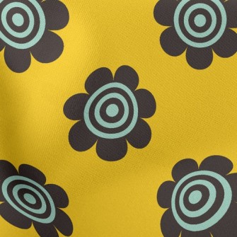 Black Spiral Sunflower Lightweight Cotton Poplin