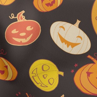 Playful Funny Pumpkin Lightweight Cotton Poplin