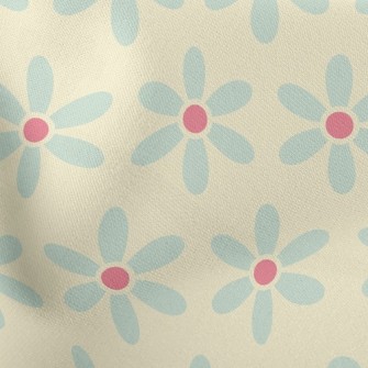 Polka Dot Blue Flower Lightweight Cotton Poplin