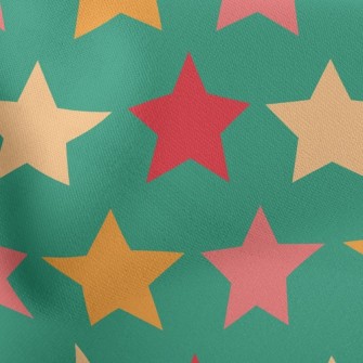 Four Color Arrangement Stars Lightweight Cotton Poplin
