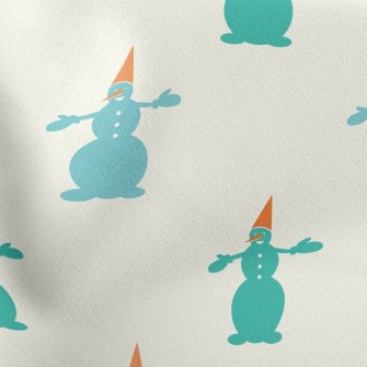 Cute Christmas Snowman Lightweight Cotton Poplin
