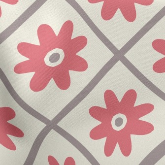 Checkered Red Flower Lightweight Cotton Poplin