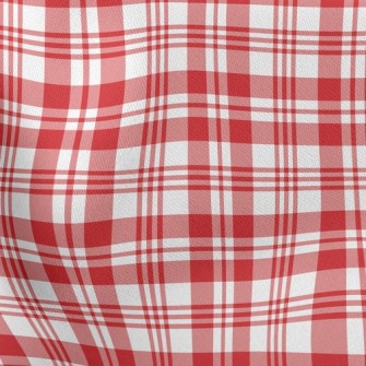 Red Striped Checkered Lightweight Cotton Poplin