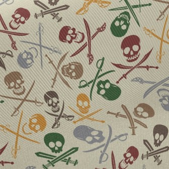 Colorful Pirate Skull Midweight Cotton Poplin