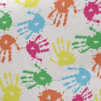 Colorful Handprints Midweight Cotton Poplin