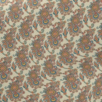 Bright Damask Flowers Midweight Cotton Poplin