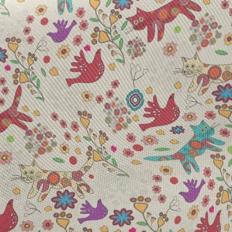 Doodle Cat Midweight Cotton Poplin