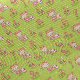Little Girl And Rabbit Midweight Cotton Poplin