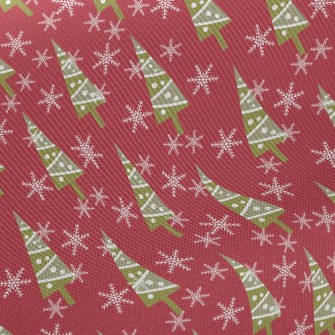 Snowflake Christmas Tree Midweight Cotton Poplin