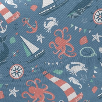 Cute Sea Creatures Midweight Cotton Poplin