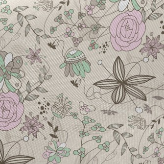 Elegant Rustic Floral Midweight Cotton Poplin