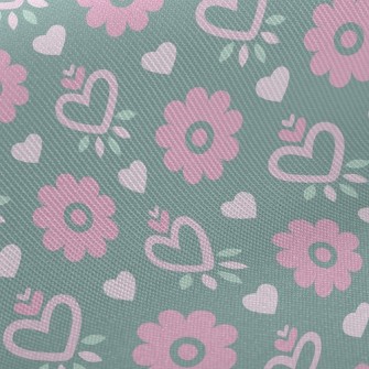 Heart Shaped Round Flower Midweight Cotton Poplin