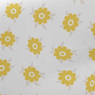 Light Yellow Small Round Flowe Midweight Cotton Poplin