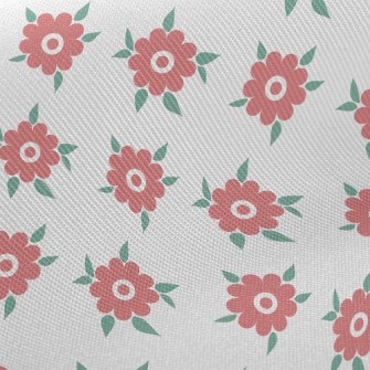Green Leaves Dotted With Flowe Midweight Cotton Poplin