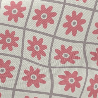 Checkered Red Flower Midweight Cotton Poplin