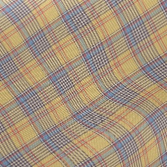 Yellow And Blue Plaid Pattern Midweight Cotton Poplin