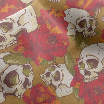 Red Flower Skull Micro Fleece