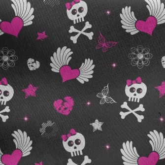 Heart Wings Skull Jersey Backed Fleece