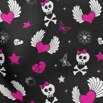 Heart Wings Skull Lightweight Cotton Poplin