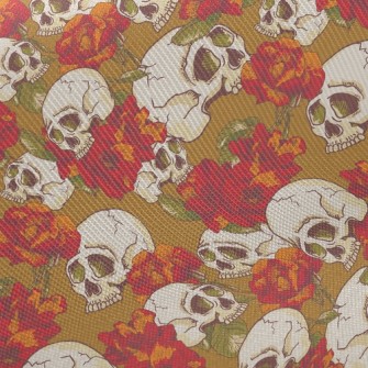 Red Flower Skull Midweight Cotton Poplin