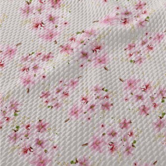 Hand Drawn Cherry Blossom Tree Birdseye Piqué