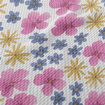 Painted Cartoon Flowers Birdseye Piqué